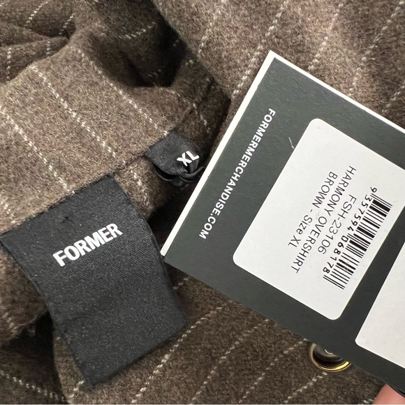 NWT Former Merchandise Harmony Long Sleeve Overshirt Jacket Striped Wool XL - Picture 11 of 13